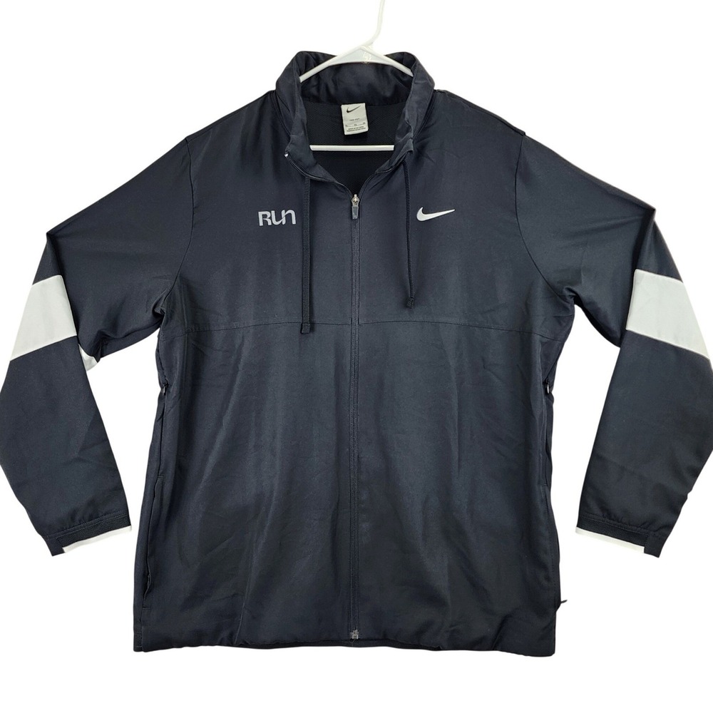 Nike Dri-Fit Running Jacket Full Zip Athletic Track Coat Men's XL Black - Picture 1 of 10